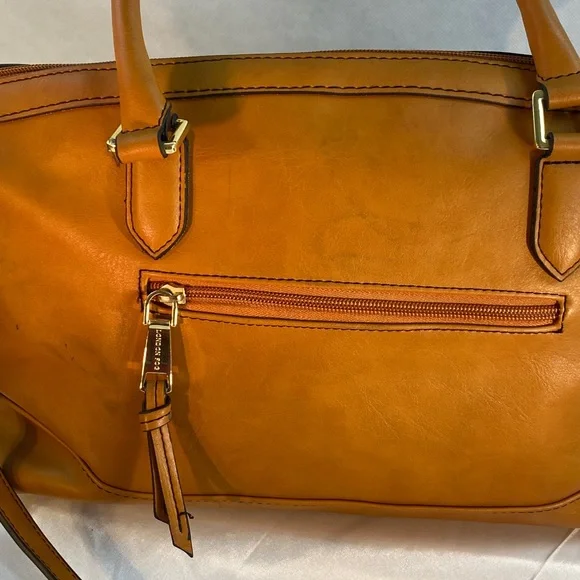 London Fog Purse Satchel Cognac Faux Leather - Picture 6 of 6